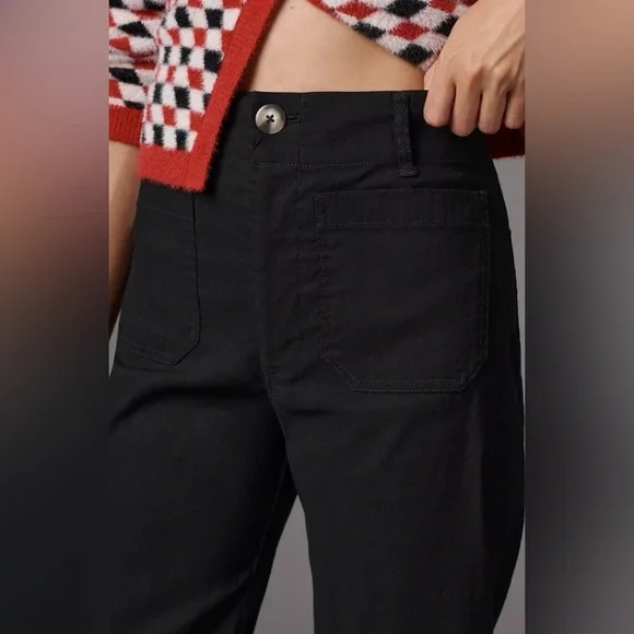 MAEVE ANTHROPOLOGIE The Colette Magic Fabric Crop Wide-Leg Pants Black 31T Tall - Picture 13 of 14